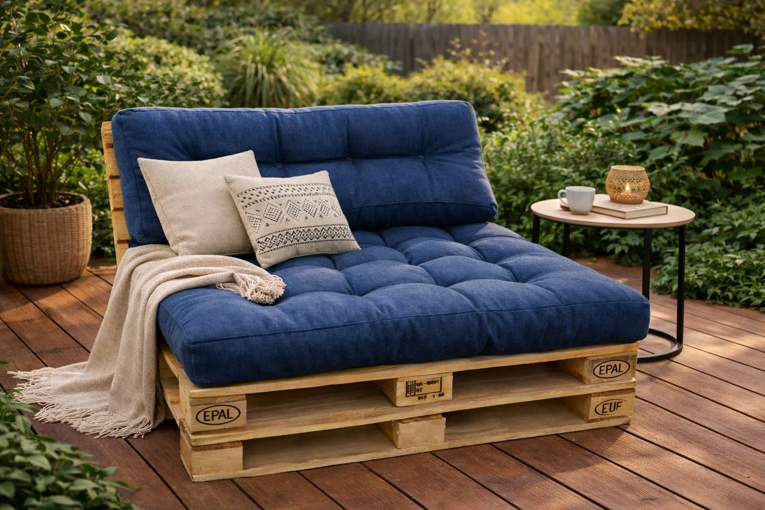 Set perne grădină ”Pallet Soft Seating” Albastru